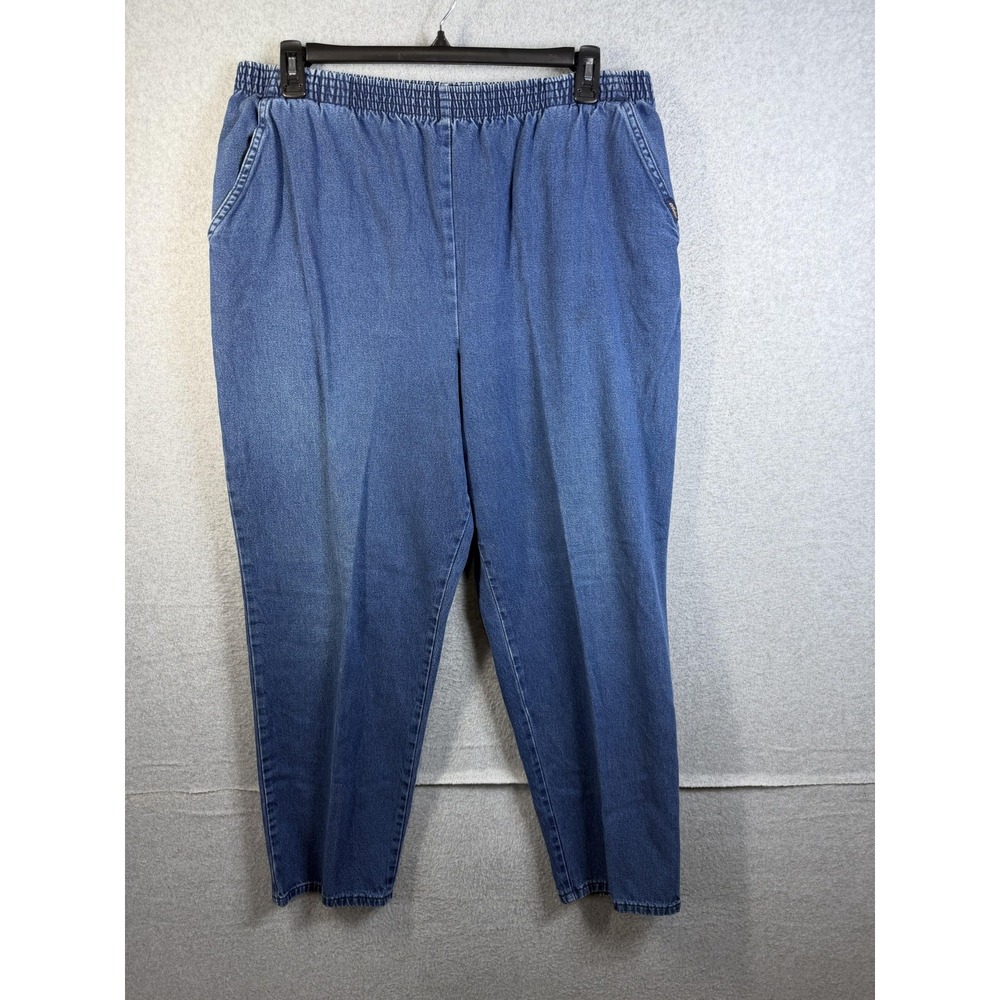 Chic Jeans Womens 18 Blue High Rise Relaxed Tapered Denim Elastic Waist